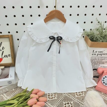 áo sơ mi trắng dài tay nơ cổ size 6 -10