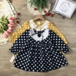 Váy bé gái, đầm chấm bi xinh, xả váy thu đông dài tay cho bé 10kg đến 21kg