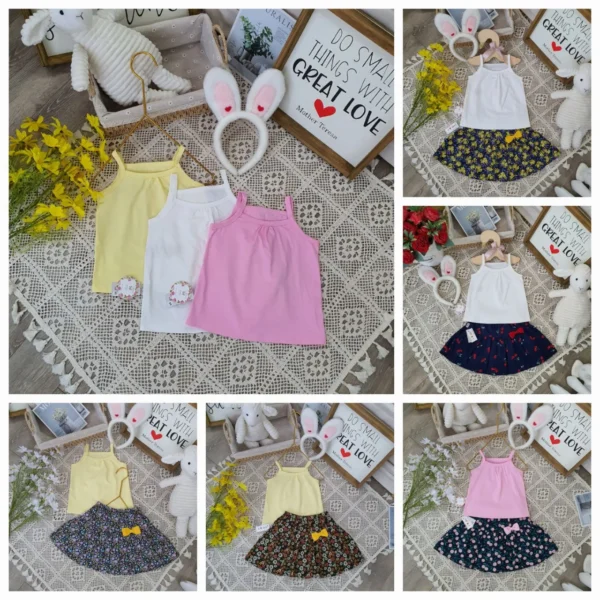 Áo 2 dây cotton bé gái, chất liệu cotton co giãn 4 chiều