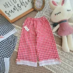 Quần dài xuông ống rộng bé gái kẻ caro - Ảnh 2